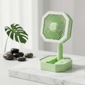 2-in-1 Portable Foldable Rechargeable Fan with LED Night Lamp