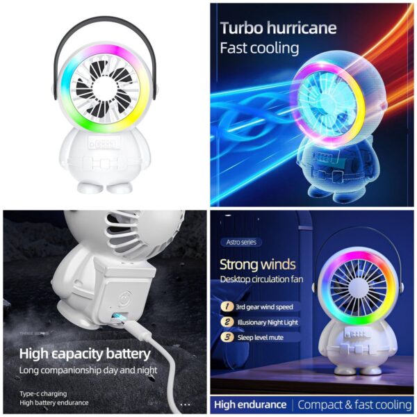 Rechargeable mini fan carried using its top handle