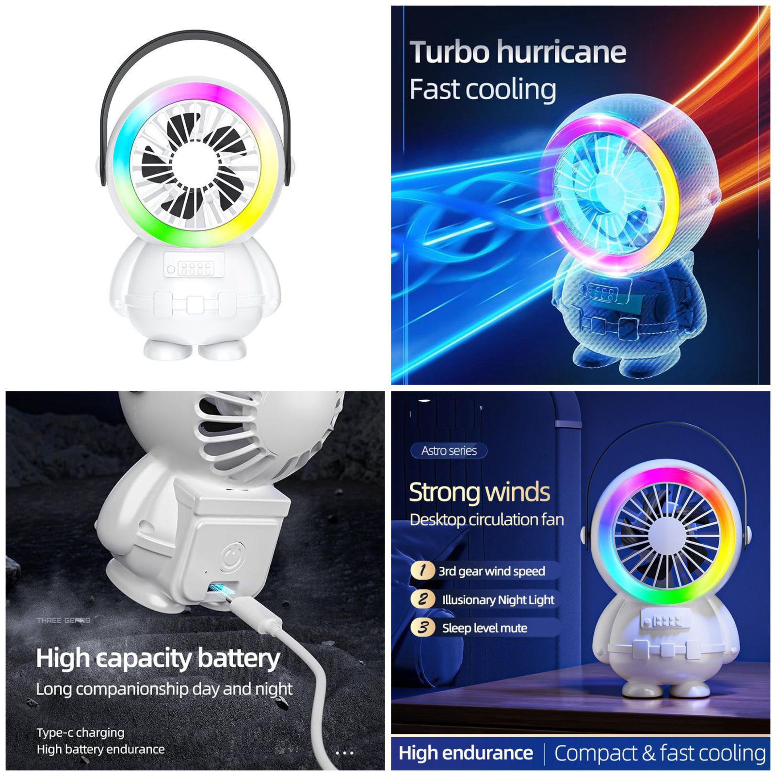 Rechargeable mini fan carried using its top handle