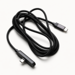 240w usb c cable coiled showing braided design and foldable phone stand connector