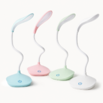 LED desk lamp with flexible neck on a plain background