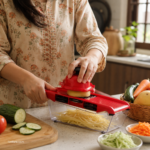 2: 10 in 1 vegetable cutter grating cheese on kitchen counter