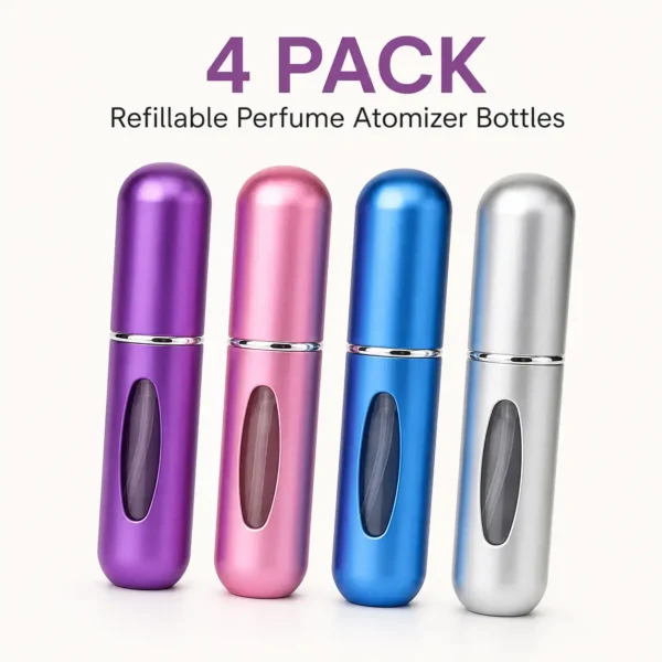 Refillable perfume atomizer 4 pack portable travel spray bottles
