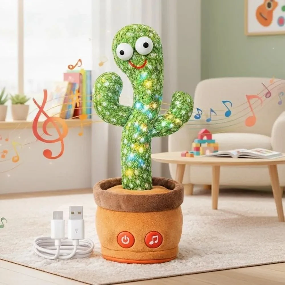 Dancing Talking Cactus Toy – Rechargeable Singing Plush with Lights - photo 2