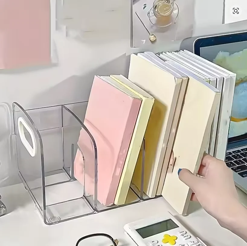Clear Acrylic Desktop Book Rack – Notebook and Document Organiser
