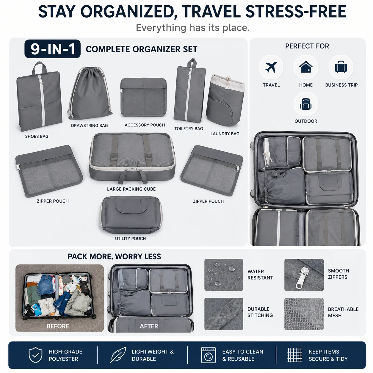 9-in-1 Complete Travel Organizer Set – photo 1