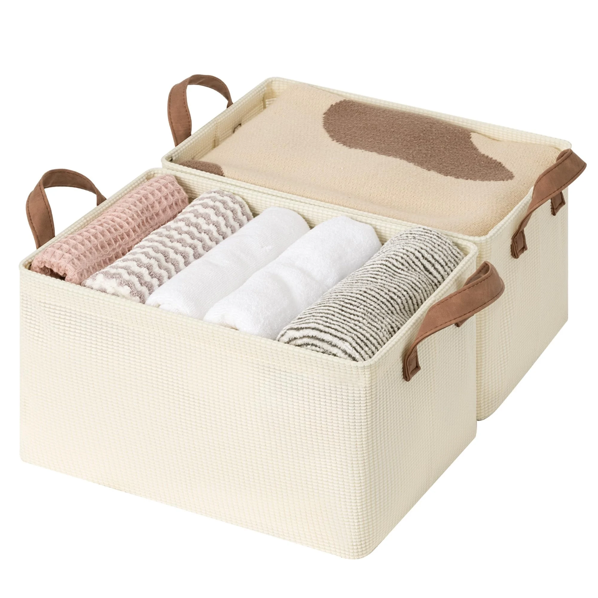 Clothes Storage Box with Brown Handle – Wardrobe Organizer – photo 2