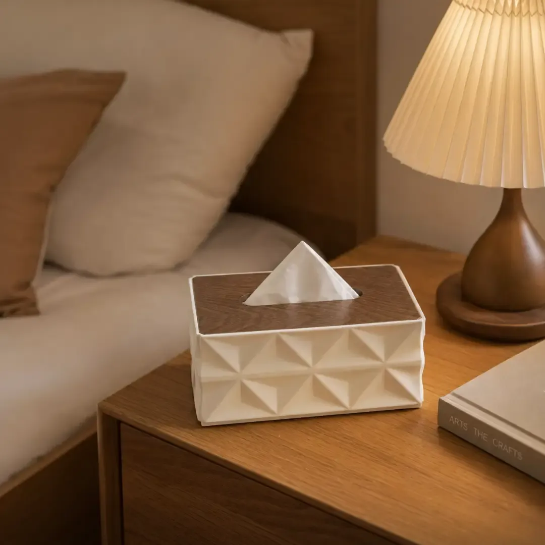 Triangular Design Tissue Box, Heavy Wood (2 Way) - photo 3