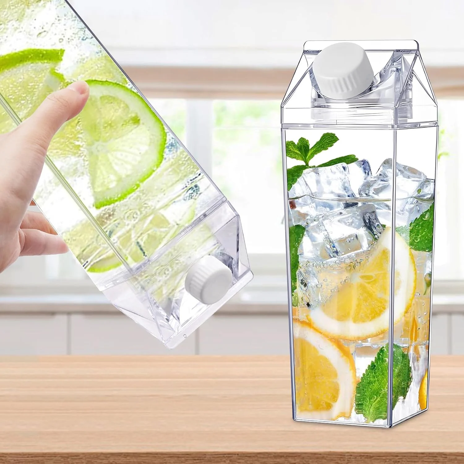 Transparent Acrylic Water Bottle 1 Litre – Leak-Proof Fridge Bottle - photo 2
