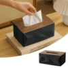 Long Triangular Design Tissue Box, Heavy Wood (2 Way) - photo 1