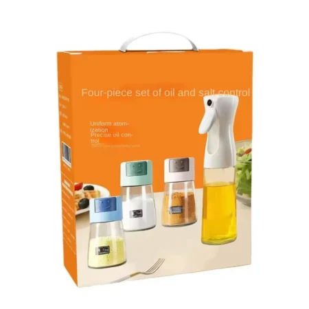 4-Piece Oil and Spice Countertop Set – Daisy Glass Seasoning Organizer
