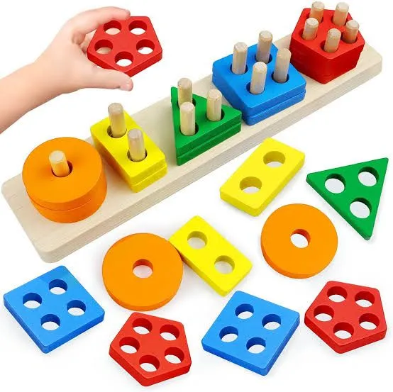 Wooden Colour & Shape Sorter Stacking Toy – Montessori Counting Puzzle - photo 3