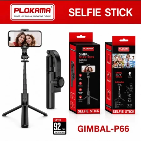 PLOKAMA P66 Gimbal Selfie Stick – 3-in-1 Stabilizer, Tripod & Remote