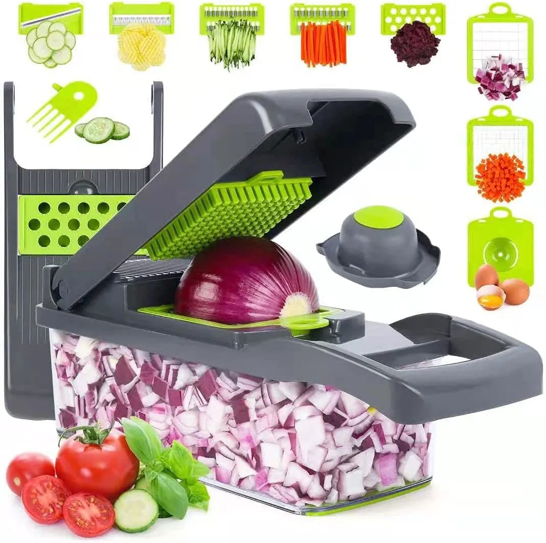 16-in-1 Vegetable Chopper with Container – Onion Chopper, Slicer, Dicer & Grater