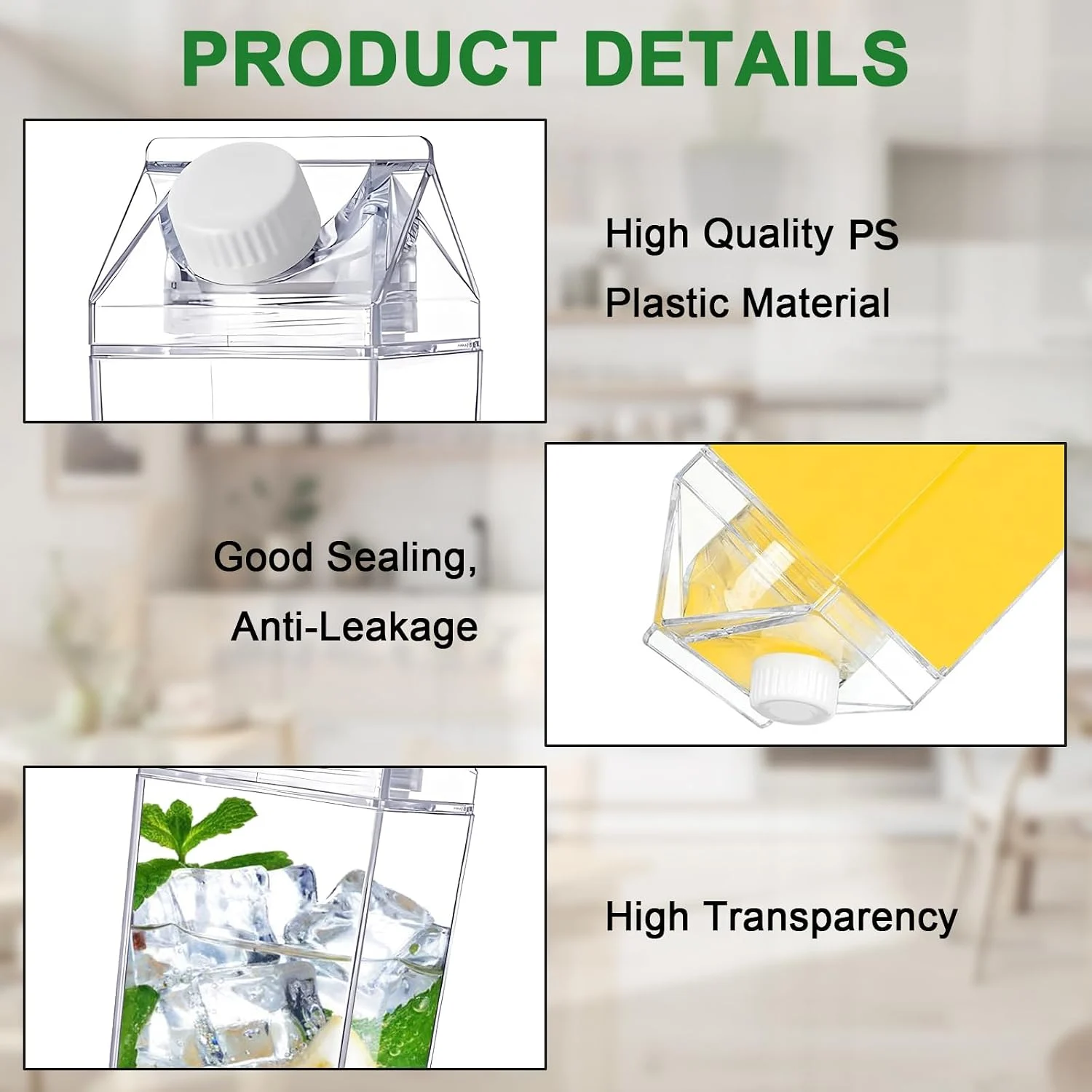 Transparent Acrylic Water Bottle 1 Litre – Leak-Proof Fridge Bottle - photo 3