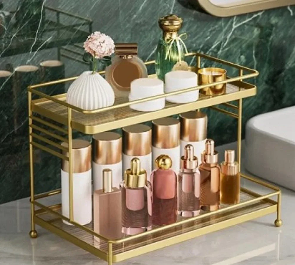2 Tier Golden Display Rack – Perfume & Dessert Stand – photo 5