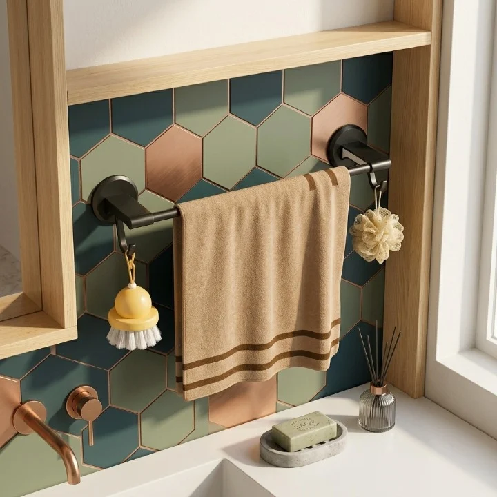 Multifunctional Towel Bar – No-Drill Wall Mounted Holder – photo 4