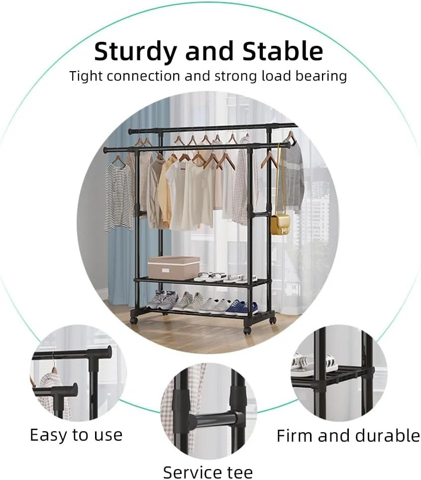 Double-Pole Garment Rack & Clothes Hanger, High Quality - photo 4