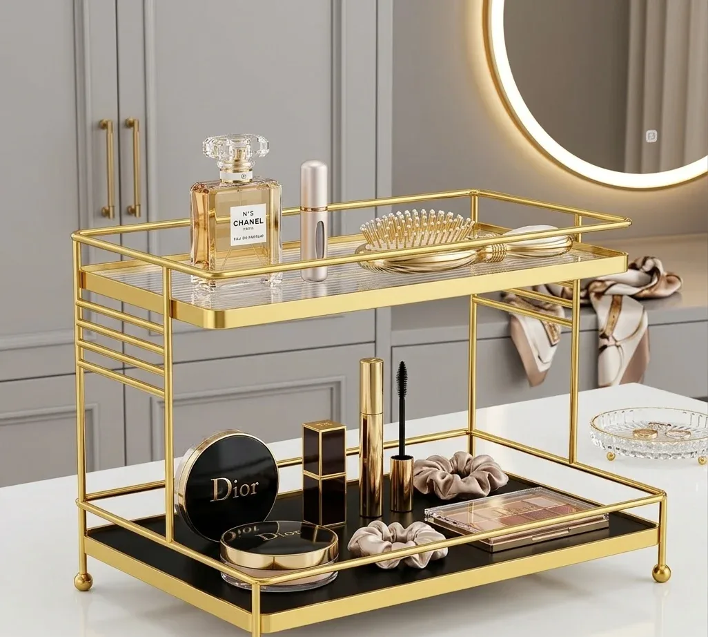 2 Tier Golden Display Rack – Perfume & Dessert Stand – photo 6