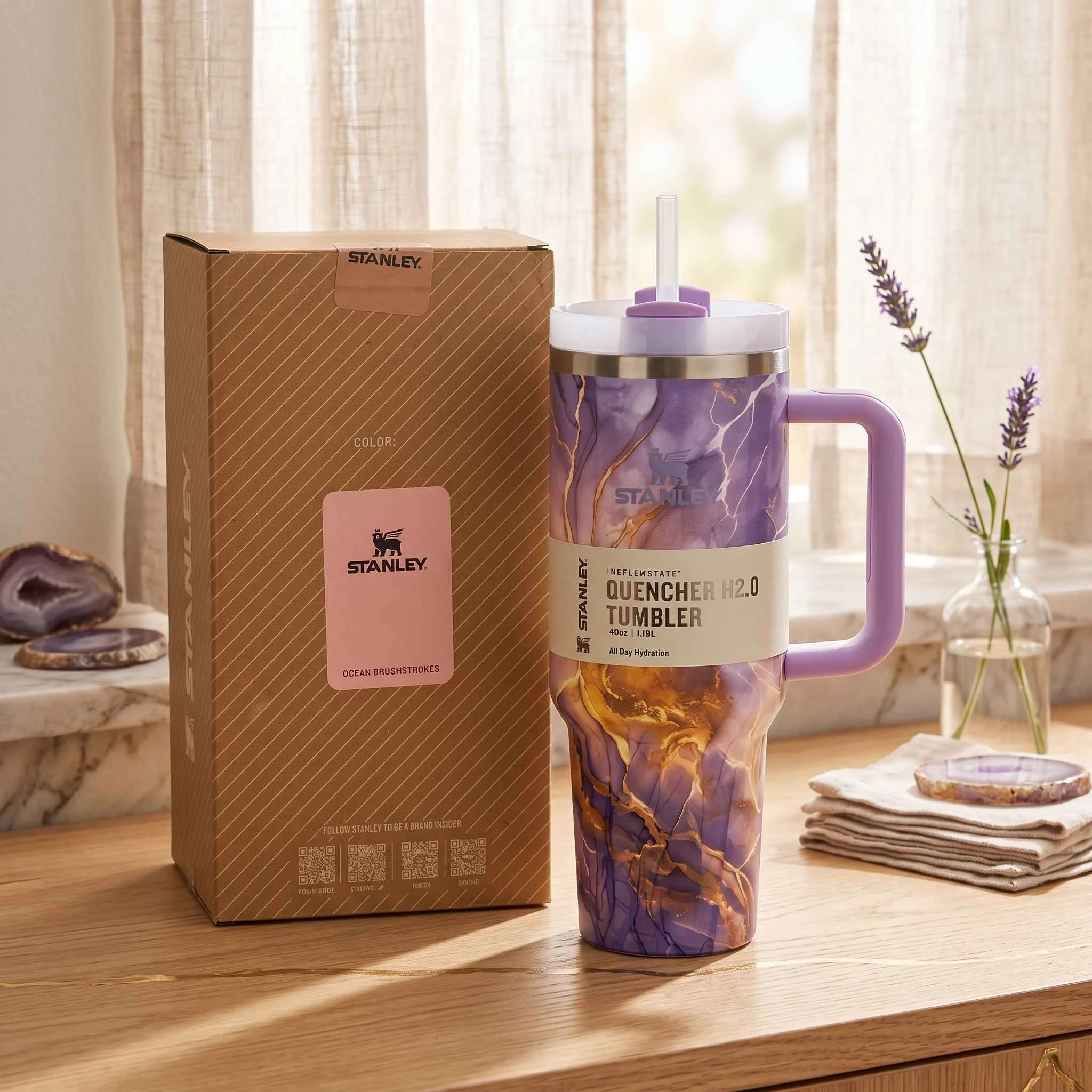 Stanley 40oz (1200ml) Stainless Steel Tumbler - Peach Marble - photo 3