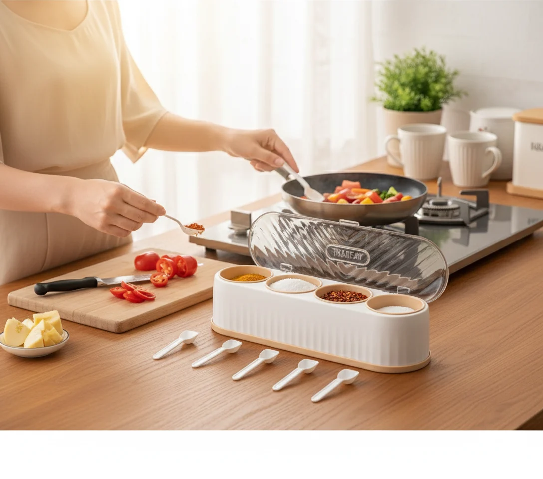 Wonder 4 Grid Masala Box with Spoon - photo 4