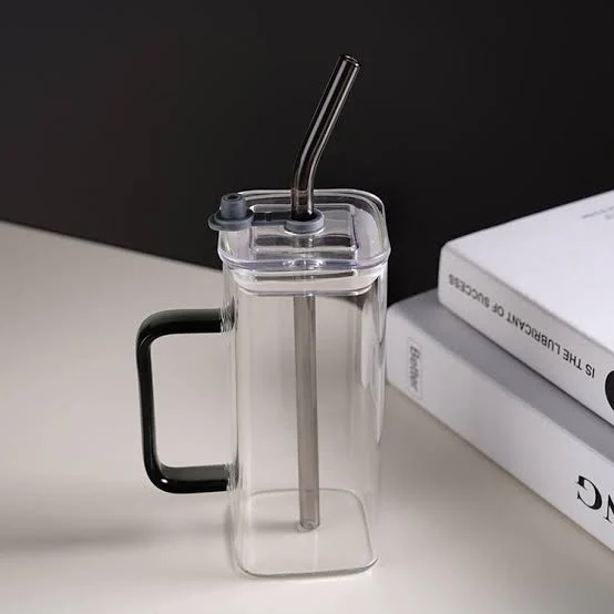 Rectangular Glass Mug with Straw - 400 ML - photo 3