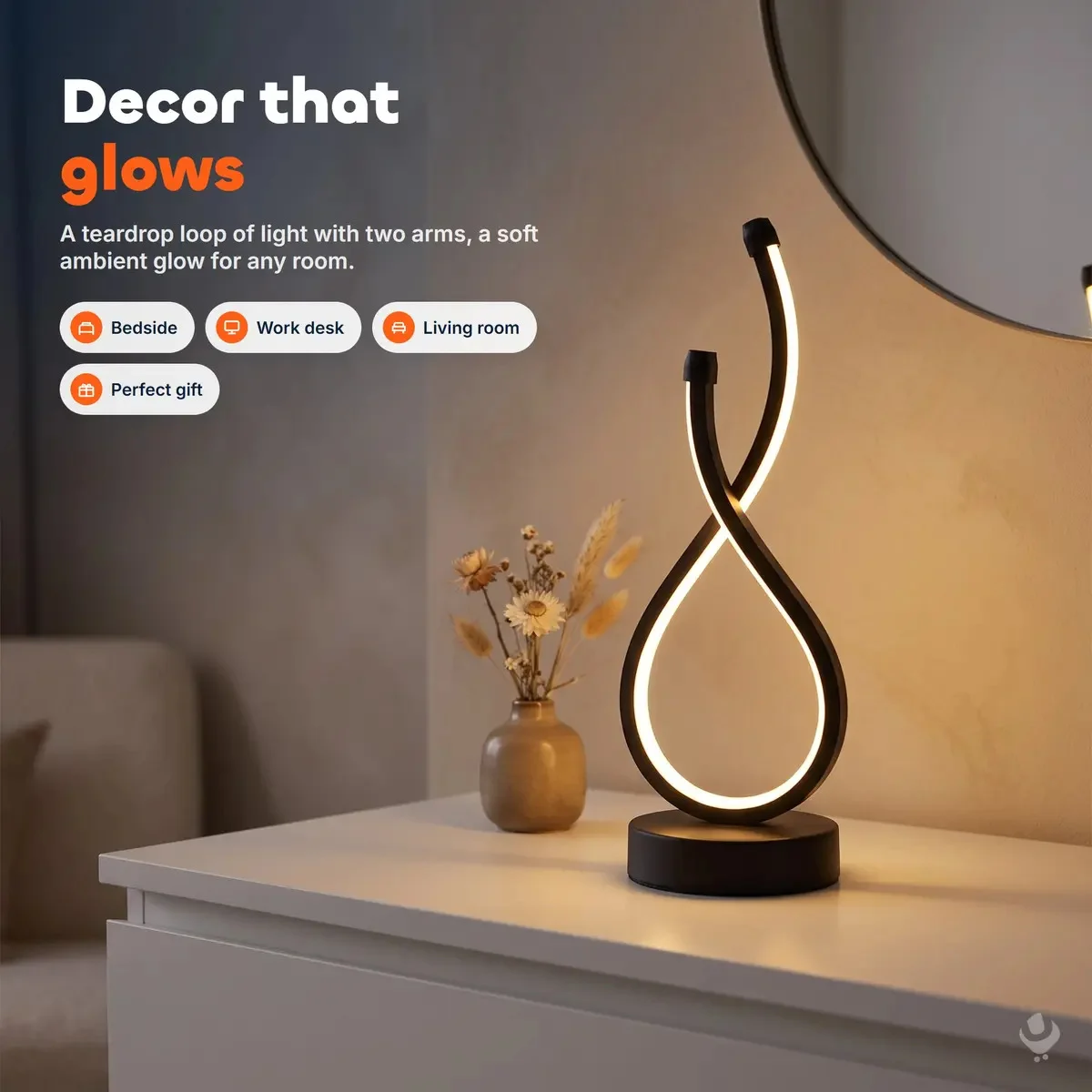 Modern Teardrop LED Loop Table Lamp - 3 Colour Modes - photo 4