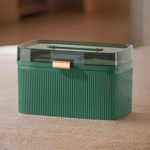 Ribbed Storage Box with Transparent Lid – Makeup and Jewelry Organizer – photo 2