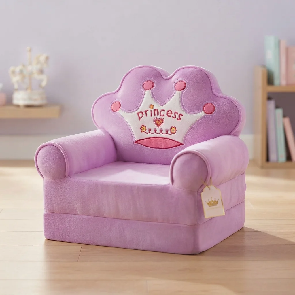 Kids Princess Foldable Sofa Chair – Soft Cartoon Seat for Children - photo 2