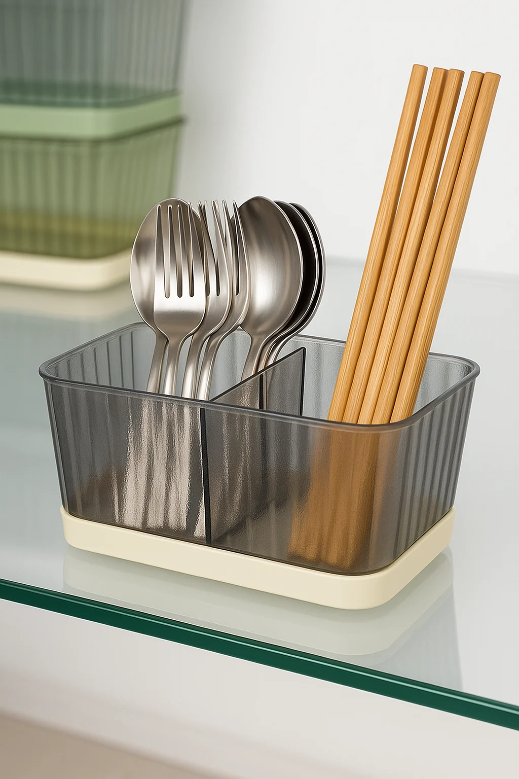 Acrylic Spoon and Cutlery Organizer – 2 Compartments