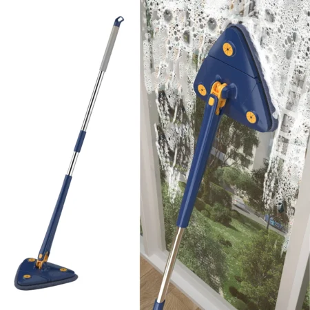 Extendable Triangle Mop – 360° Twist Squeeze Mop for Windows, Corners & Ceiling