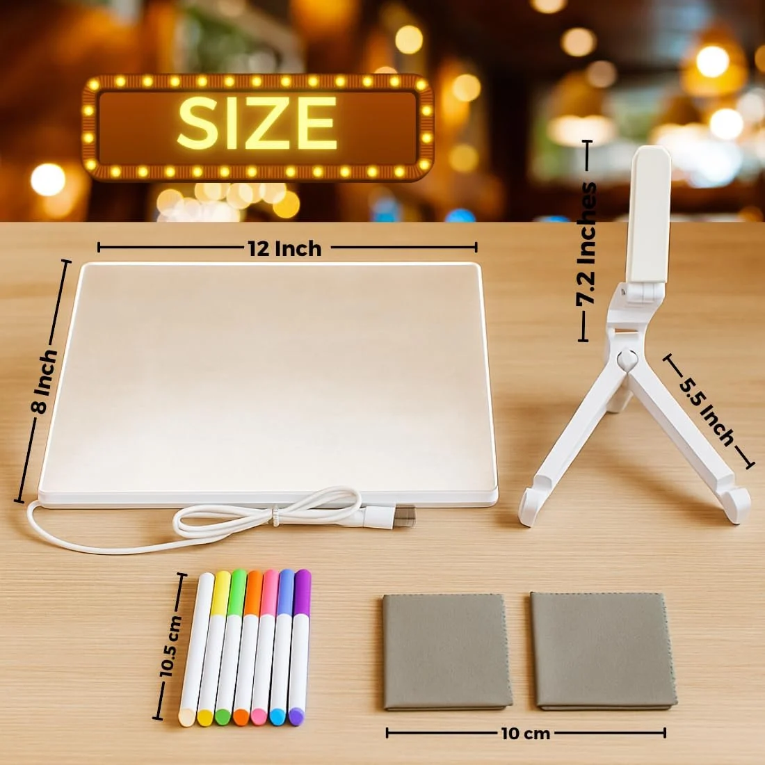 LED Acrylic Writing Board 12×8 Inch – Light-Up Message Board with Stand & 7 Markers - photo 4