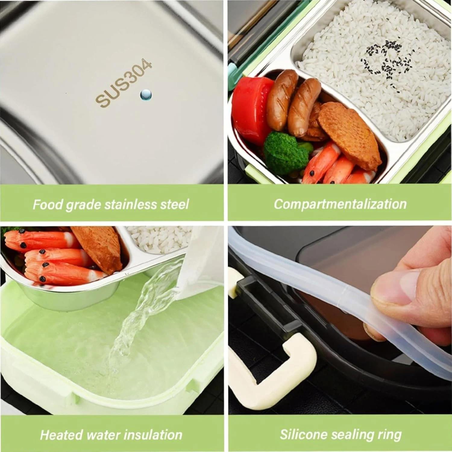 Stainless Steel Lunch Box – Half and Half Compartment Design – photo 3
