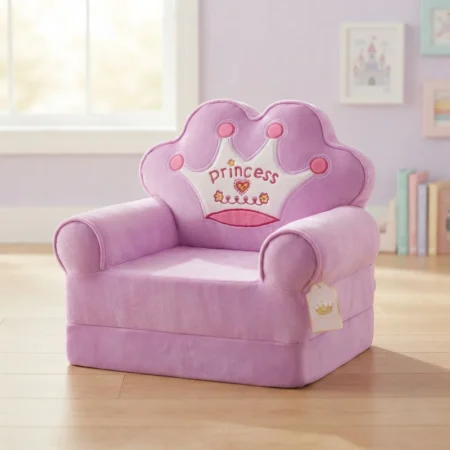 Kids Princess Foldable Sofa Chair – Soft Cartoon Seat for Children