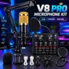V8 Pro Condenser Microphone Kit with Sound Card – Recording & Live Streaming Set