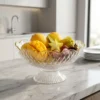 Acrylic Fruit Basket with Detachable Stand – Gold Rim