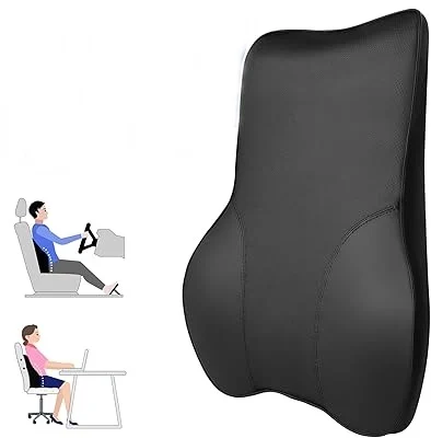 Memory Foam Lumbar Pillow for Car Seat – Large Back Support Cushion
