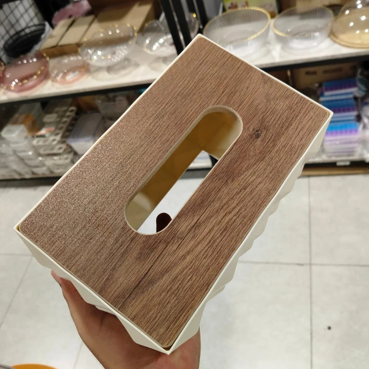 Triangular Design Tissue Box, Heavy Wood (2 Way) - photo 6