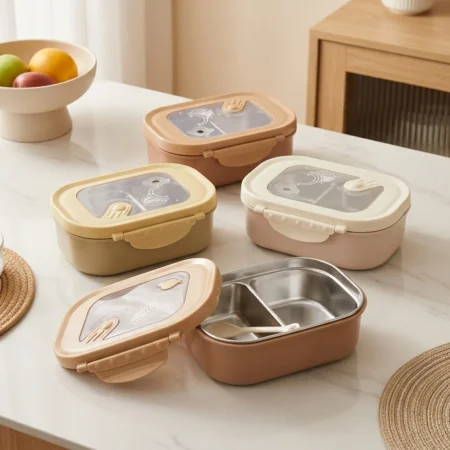 Stainless Steel Lunch Box – Half and Half Compartment Design
