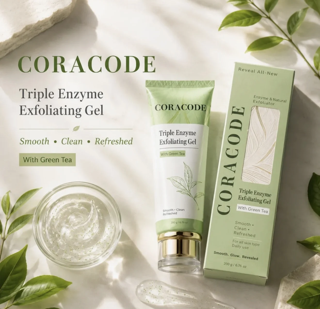 Coracode Triple Enzyme Exfoliating Gel with Green Tea (100g) - photo 3