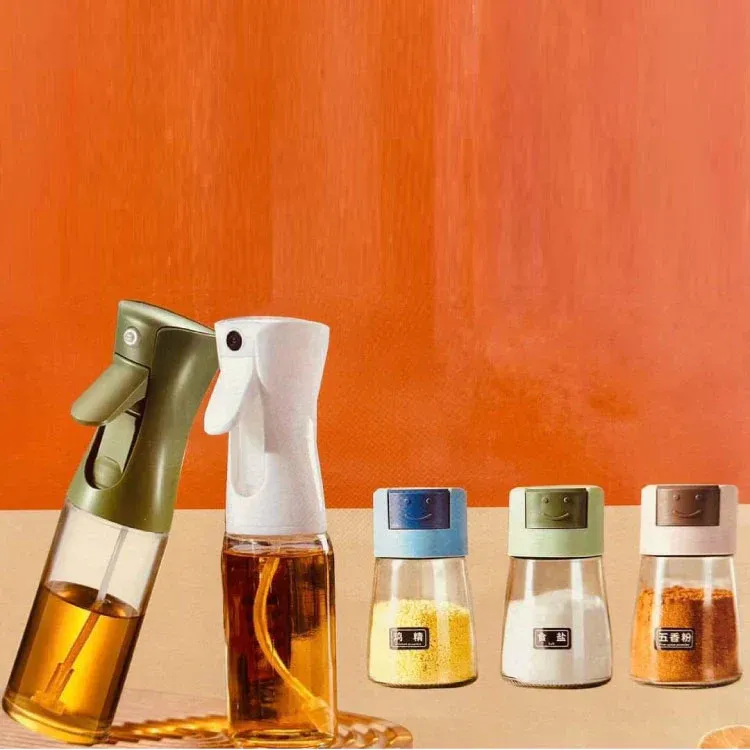 4-Piece Oil and Spice Countertop Set – Daisy Glass Seasoning Organizer – photo 4