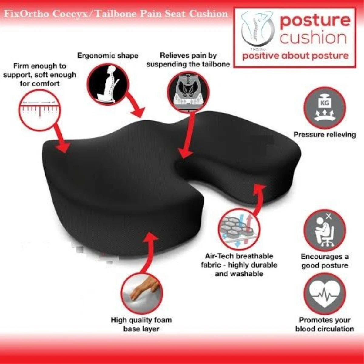 Orthopedic Coccyx Seat Cushion – Memory Foam for Car & Office Chair - photo 4