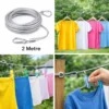2 Metre Stainless Steel Clothesline with Carabiner Clips