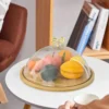 Small Cake Dish with Glass Dome Cover – Wooden Base