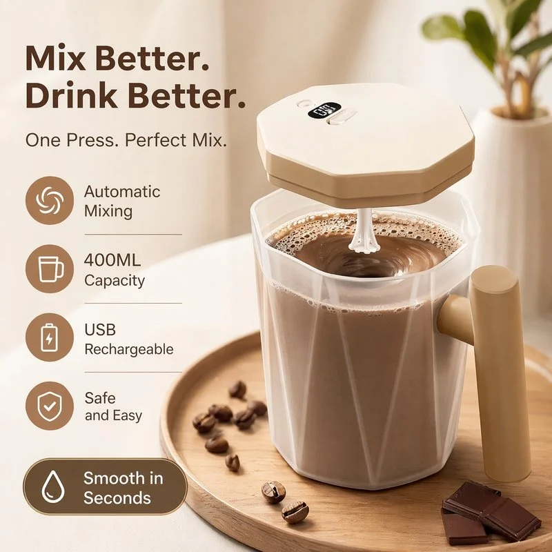 Automatic Coffee Mixing Mug – Self Stirring Cup with Digital Display