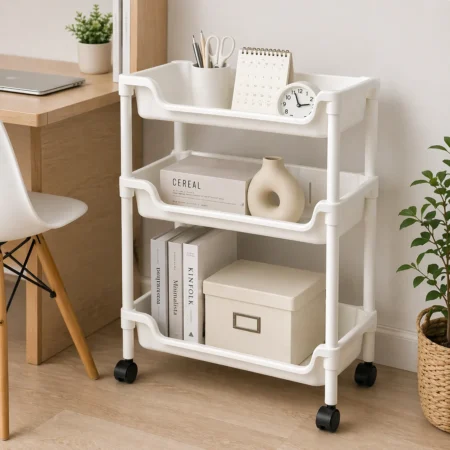 3-Layer Plastic Storage Trolley – Multipurpose Rolling Cart – photo 1