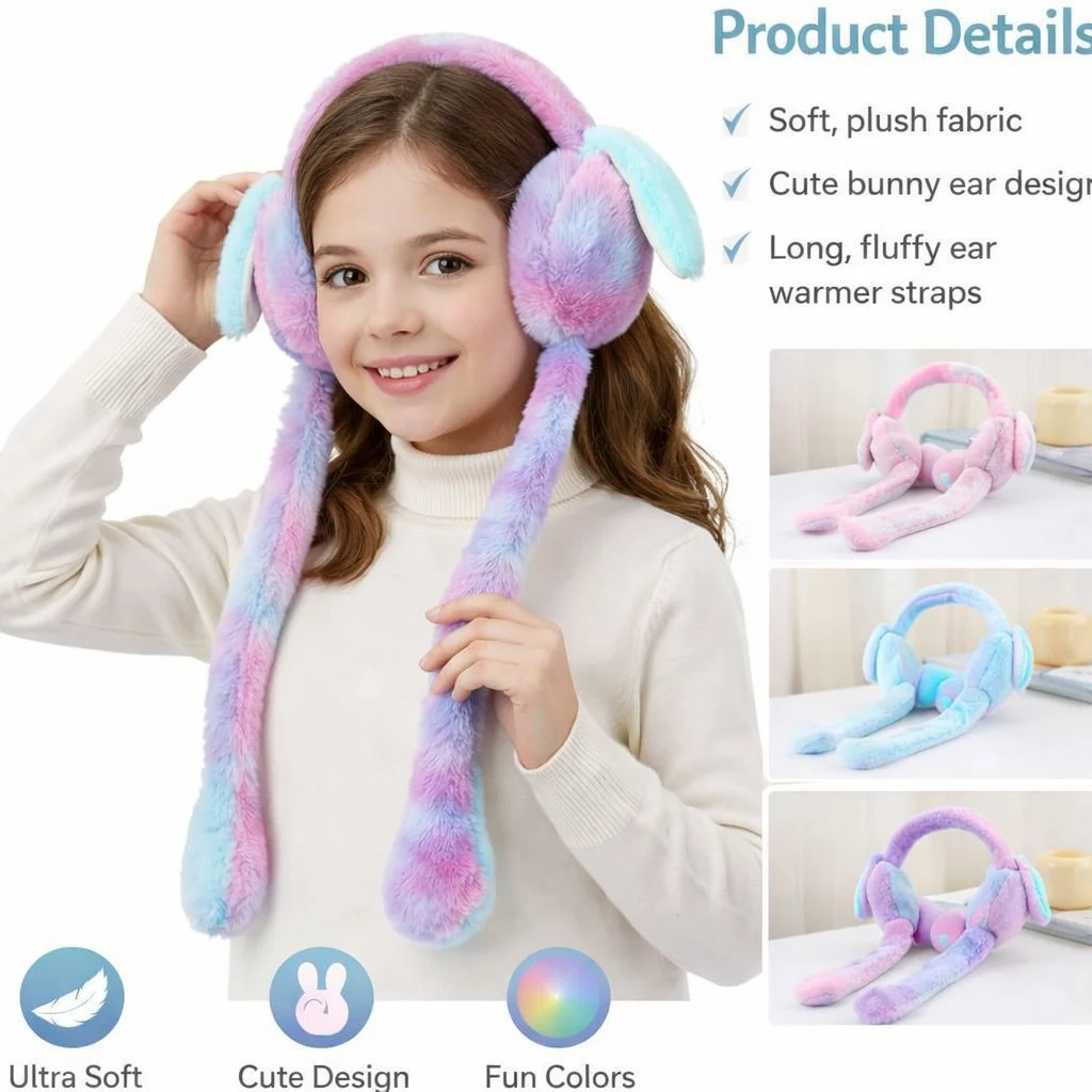 Bunny Ear Winter Earmuffs – Soft Plush Ear Warmers for Kids