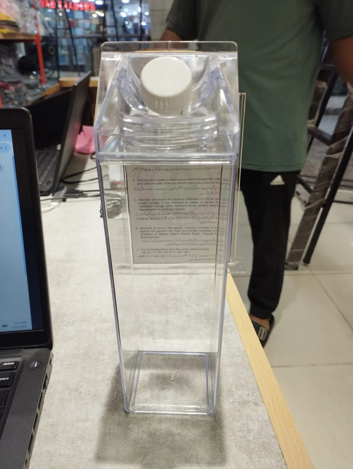 Transparent Acrylic Water Bottle 1 Litre – Leak-Proof Fridge Bottle - photo 4