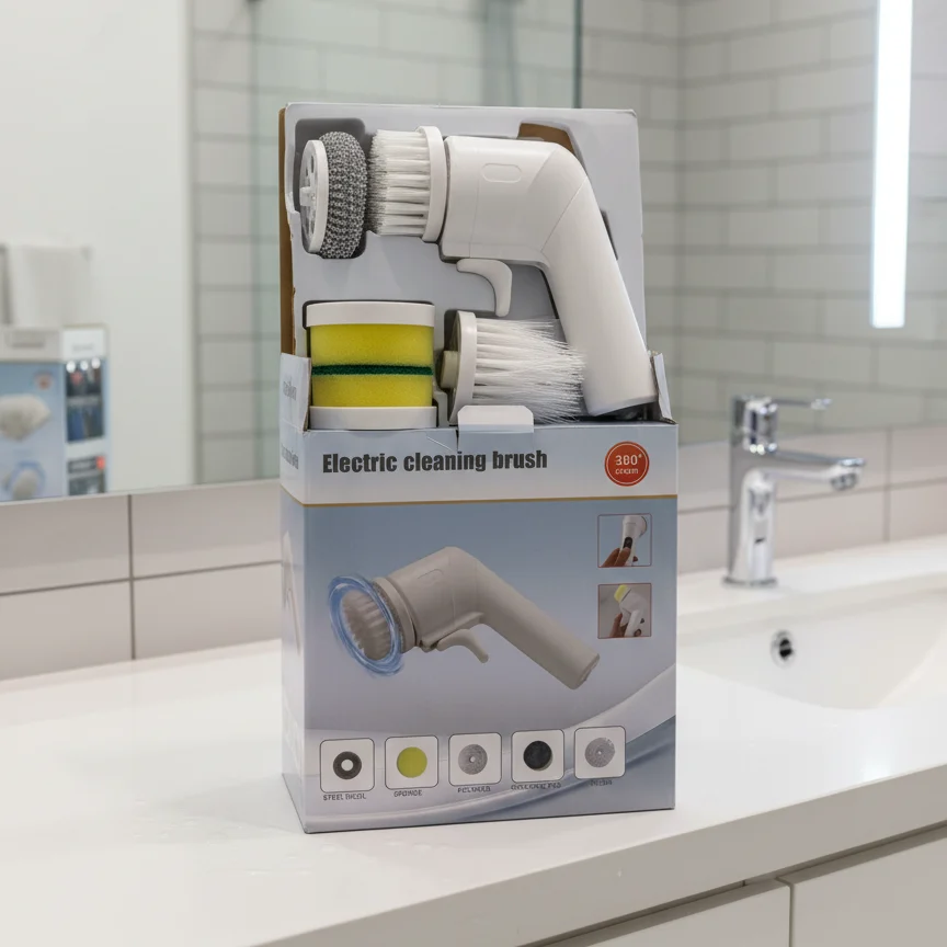 Electric Cleaning Brush with Multiple Attachments – 360 Rotating Scrubber