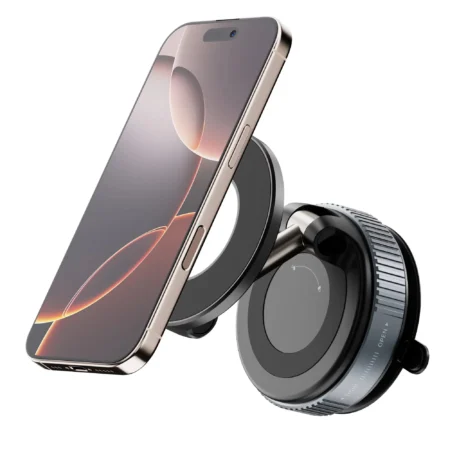 Magnetic Car Phone Holder with Strong Suction Base – 360° Rotating